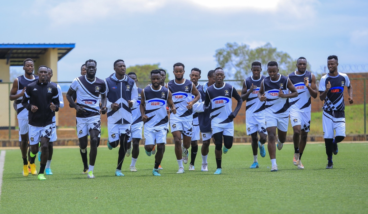APR FC players during a training session. The army side will  on Tuesday, September 26, travel to Egypt ahead of the second leg game against Pyramids of Egypt  for CAF Champions League group stages.