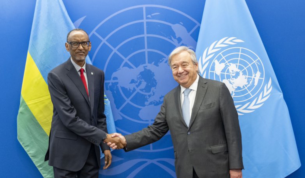 President Kagame meets  UN Secretary-General Antonio Guterres on September 21. Photo by   Village Urugwiro
