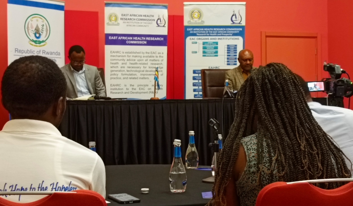 Journalists during a press briefing on the 9th East African Health and Scientific Conference (EAHSC)  that will start in Kigali on Wednesday, September 27. Courtesy
