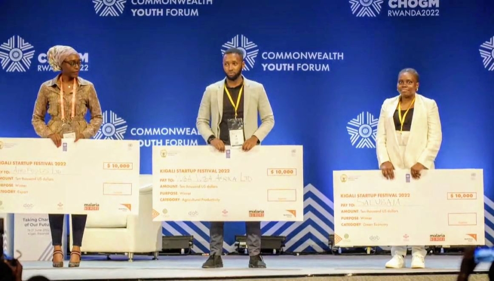 Some of the winning start-ups who were awarded $10,000 each, at the Commonwealth start-up festival last year. Photo: Courtesy