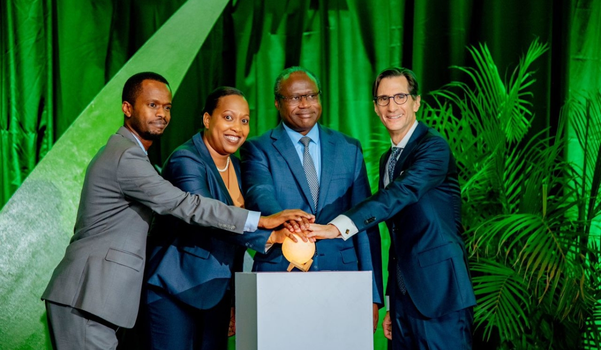 Minister of Finance and Economic Planning Dr Uzziel Ndagijimana (2nd Right) graced the event as the Development Bank of Rwanda (BRD),opened the public offer of its inaugural Sustainability-Linked Bond (SLB) worth Rwf 30 billion  on Friday, September 29 .Courtesy