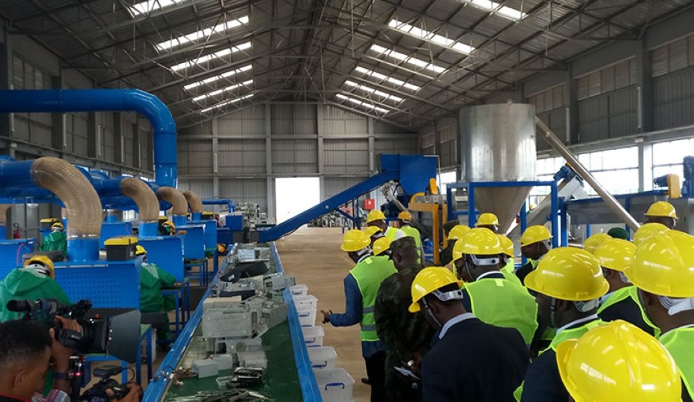 Visitors tour Rwanda&#039;s e-waste recycling facility  in Bugesera District. According to the Notre Dame-Global Adaptation Index (NDGAIN) 2020, Rwanda is the 32nd most climate-vulnerable country with an index of 52.7. . Photo: File.