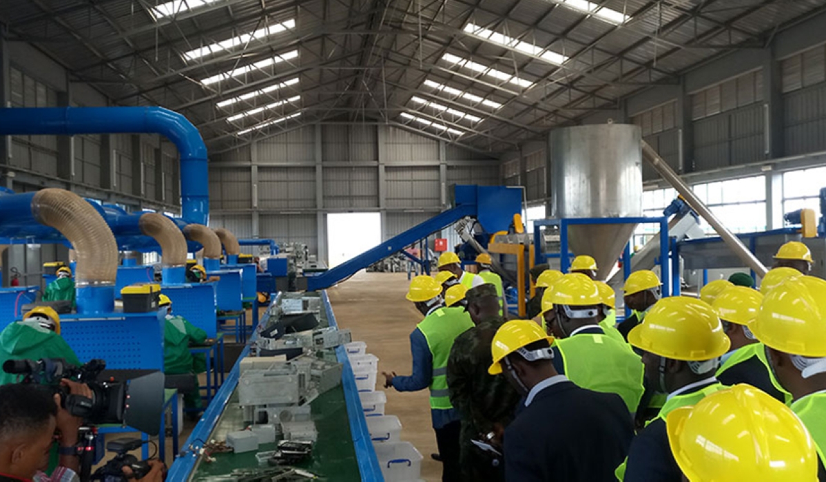 Visitors tour Rwanda&#039;s e-waste recycling facility  in Bugesera District. According to the Notre Dame-Global Adaptation Index (NDGAIN) 2020, Rwanda is the 32nd most climate-vulnerable country with an index of 52.7. . Photo: File.