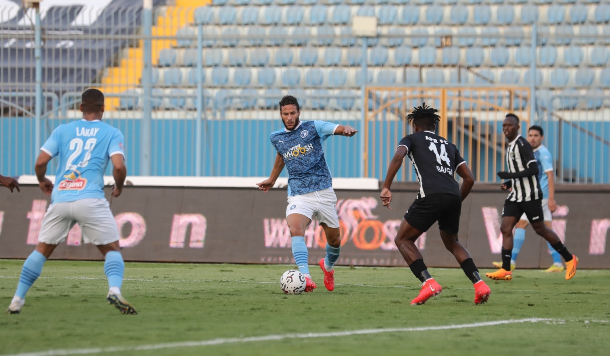 Pyramids FC player with the ball during a 6-1 game against APR FC in Cairo on Friday, September 29. Courtesy
