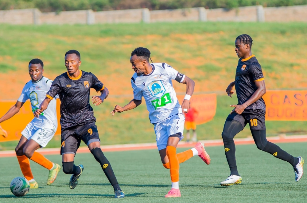 Bugesera FC  and Gasogi United players during a 3-0 league match at Bugesera Stadium on Sunday. Courtesy