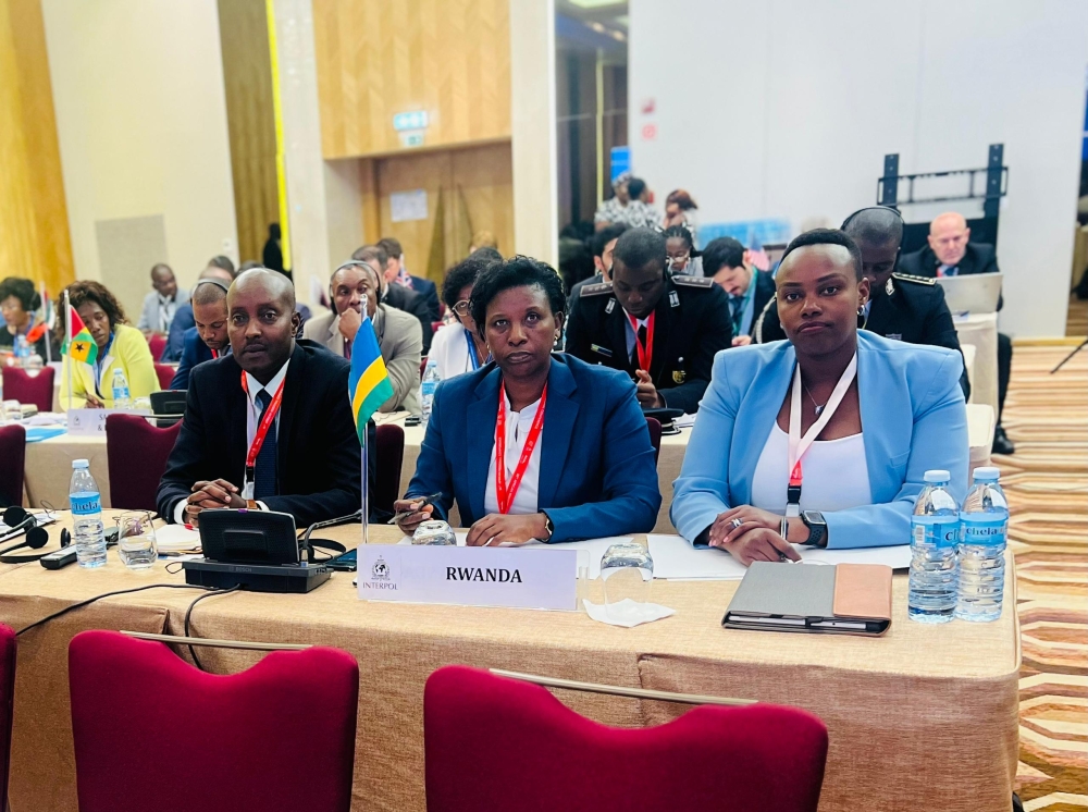 DIGP Jeanne Chantal Ujeneza (centre) and RIB officials at the opening of the 26th Interpol Africa region conference in Luanda, Angola on Tuesday, October 3. Courtsey of RNP
