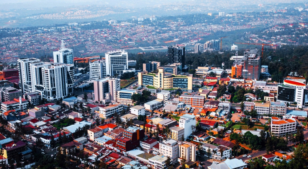 Aerial view of Kigali Business District. In the heart of Rwanda, a beacon of pan-African investments is rising. Admaius Capital Partners Limited, an independent private equity firm. File