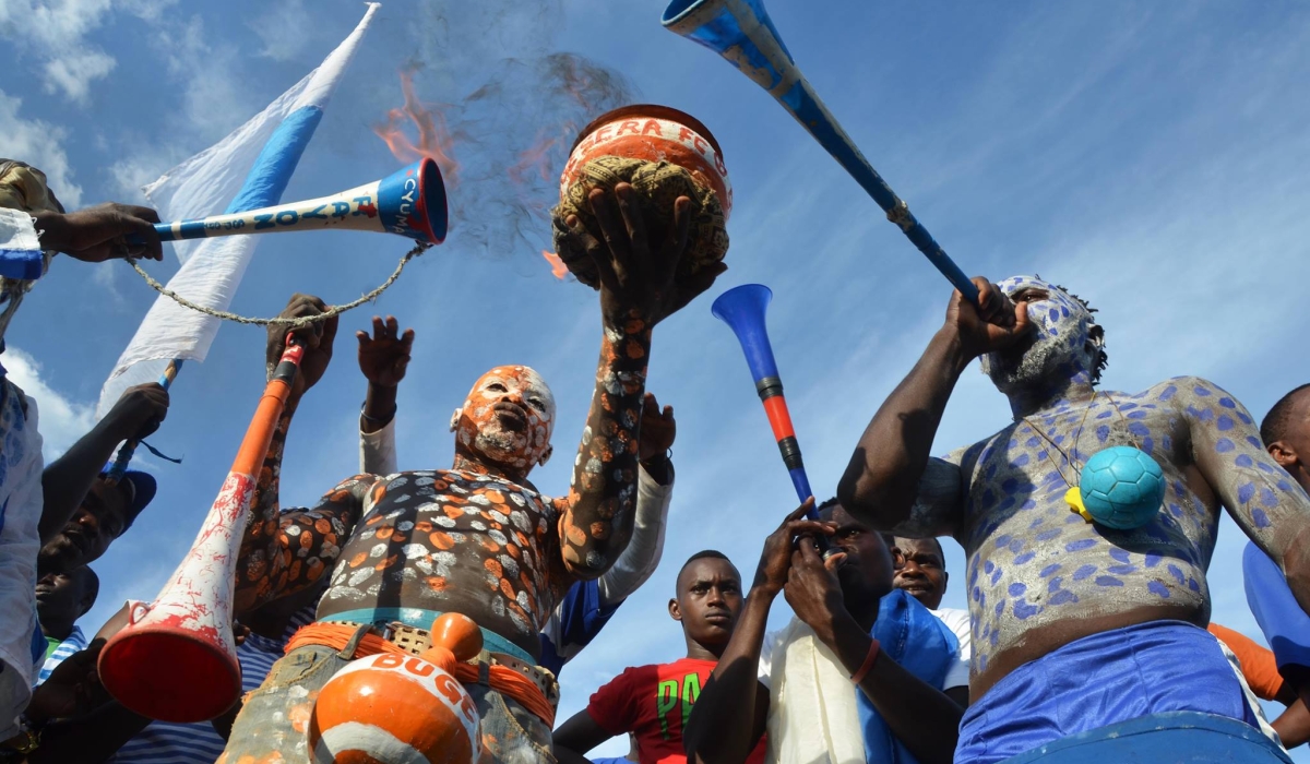 Bugesera FC and Rayon Sports fans support their teams during the league match at Kigali Stadium. Photo by Sam Ngendahimana
