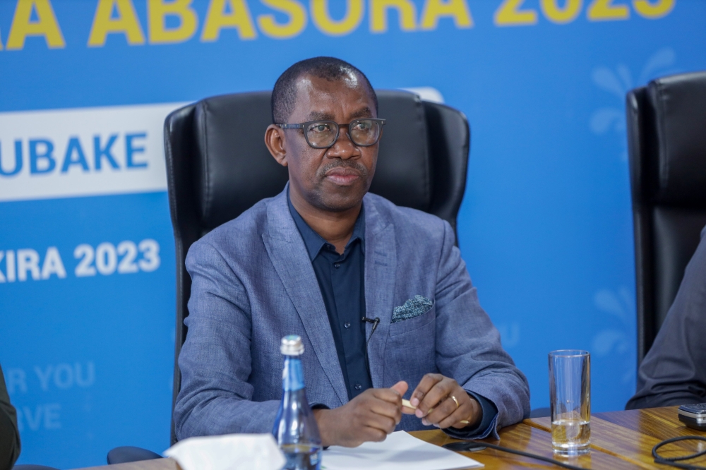 Pascal Bizimana Ruganintwali, the RRA Commissioner General, addressses media during a press conference to mark the launch of the 22nd Taxpayers&#039; Appreciation on Friday, October 6, Month.Courtesy