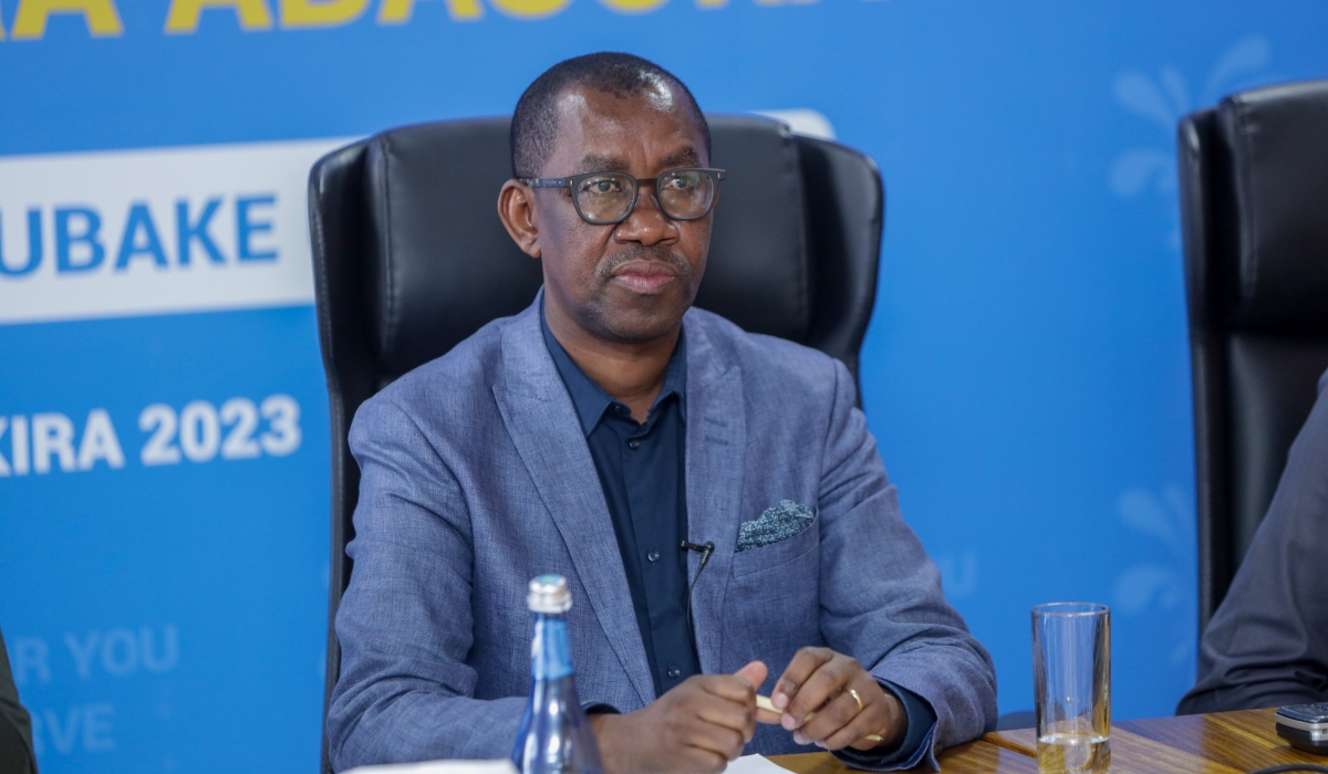 Pascal Bizimana Ruganintwali, the RRA Commissioner General, addressses media during a press conference to mark the launch of the 22nd Taxpayers&#039; Appreciation on Friday, October 6, Month.Courtesy
