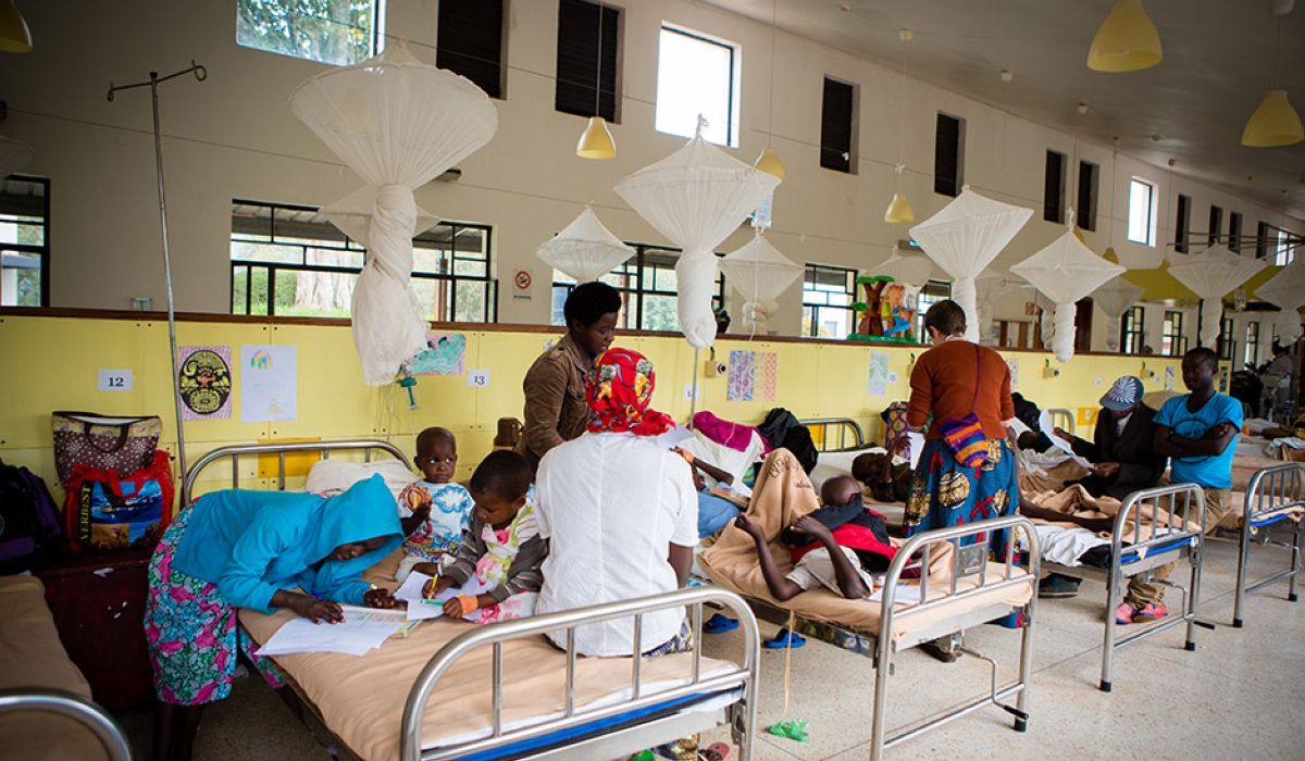 Inside the pediatric ward of Butaro District Hospital. Half of the ward houses pediatric oncology patients, and the other half houses children with other types of illnesses.