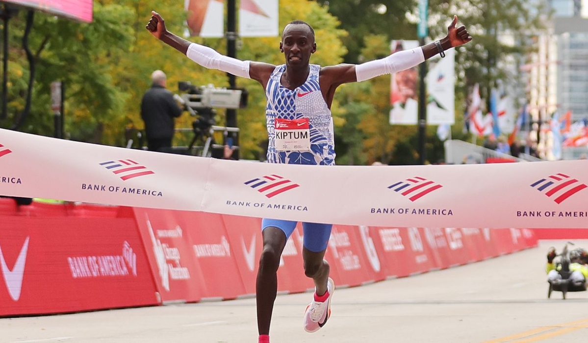 Kenyan athlete Kelvin Kiptum completed the Chicago Marathon in two hours and 35 seconds breaking the world record on Sunday, October 8. COURTESY