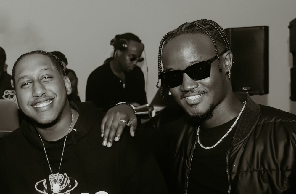 Thierry Shema (R), best known as Deejay Tity, and Andy Kamali, popularly known as Blackmanzi. Net photo