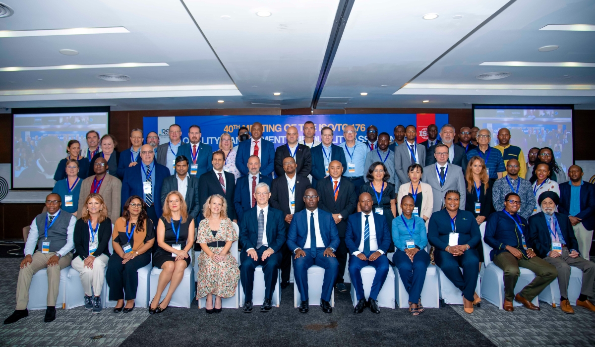 Delegates pose for a group photo as Rwanda hosts ISO Technical Committee 176 on quality assurance. Courtesy