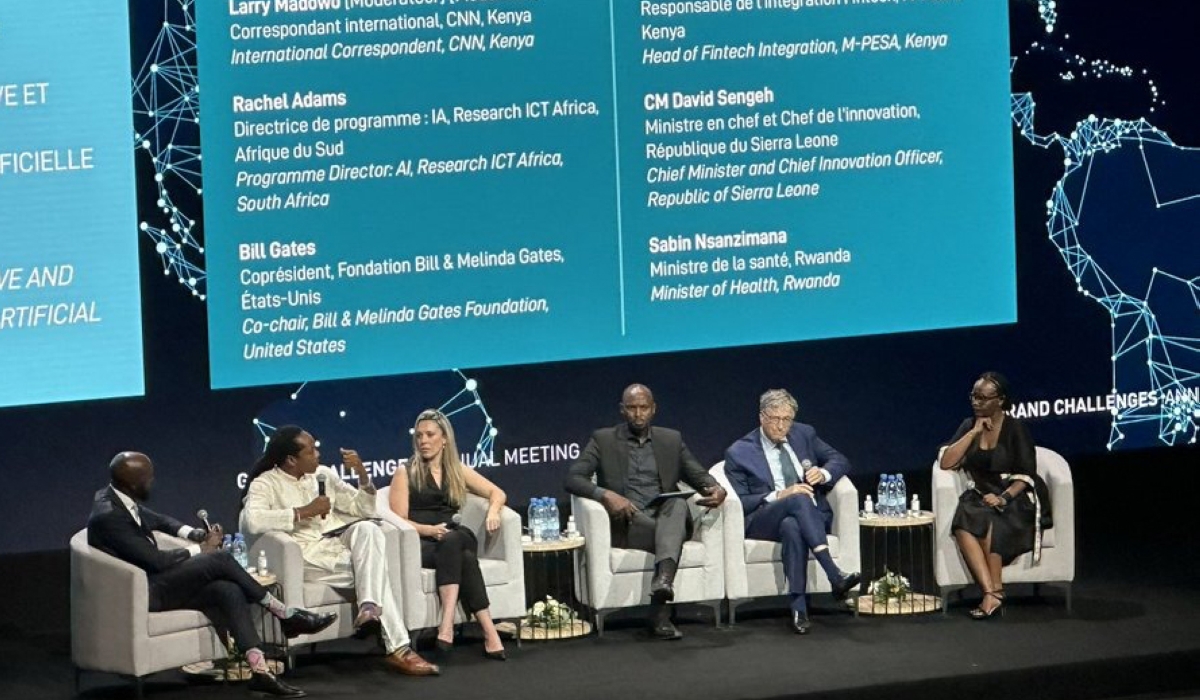 Health Minister Dr Sabin Nsanzimana with other panelists at the 9th Grand Challenges Annual Meeting on October 10, in Dakar, Senegal. Courtesy