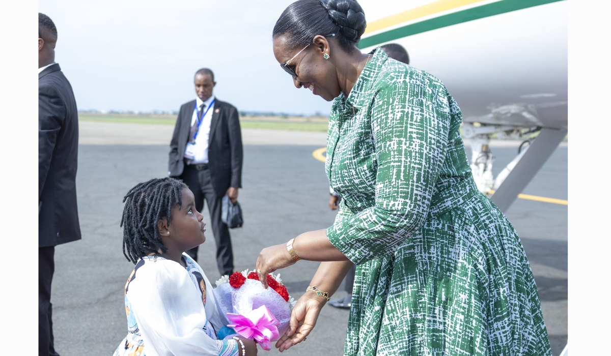 The First Lady, Jeannette Kagame, arrived in Bujumbura, Burundi  for the fourth edition of the high-level women leaders’ forum on Monday, October 9. Courtesy