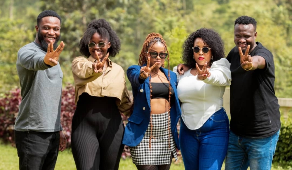 L-R Jason Nwachukwu, Belinda Uwase, Linda Montez, Jasmine Kabatega, the constestants representing Rwanda at The Voice Africa and Theoneste Rwamukwaya who pulled out of the competition. Courtesy photo