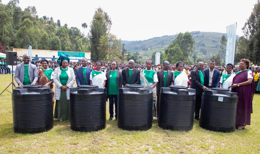 The Food and Agriculture Organization donate 100 water tanks to families during the celebration of the International Day of Rural Women in Gicumbi District  on October 15. Photos by Craish Bahizi
