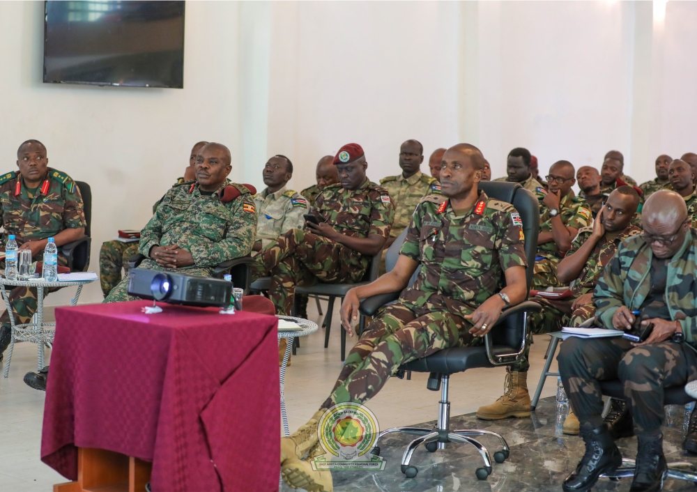 The commander of the East African Community regional force in DR Congo (EACRF), Maj Gen Aphaxard Kiugu held a meeting with the heads of its contingents following an attack on a Ugandan convoy  on Monday, October 16.