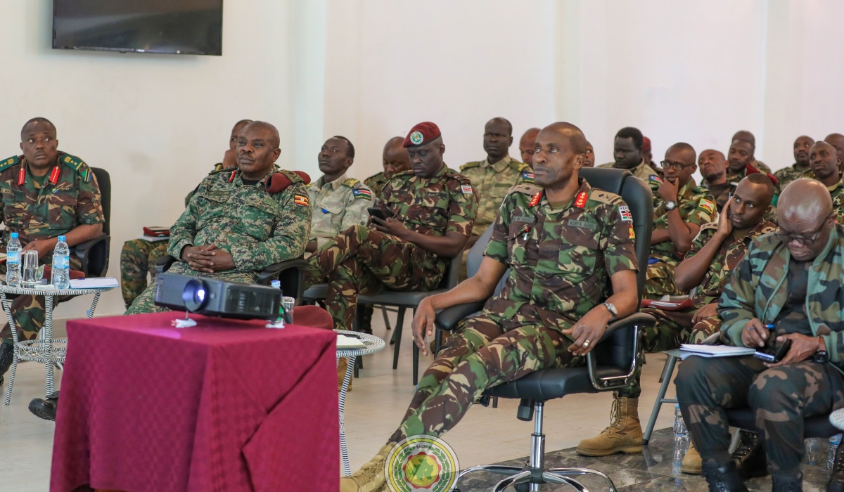 The commander of the East African Community regional force in DR Congo (EACRF), Maj Gen Aphaxard Kiugu held a meeting with the heads of its contingents following an attack on a Ugandan convoy  on Monday, October 16.