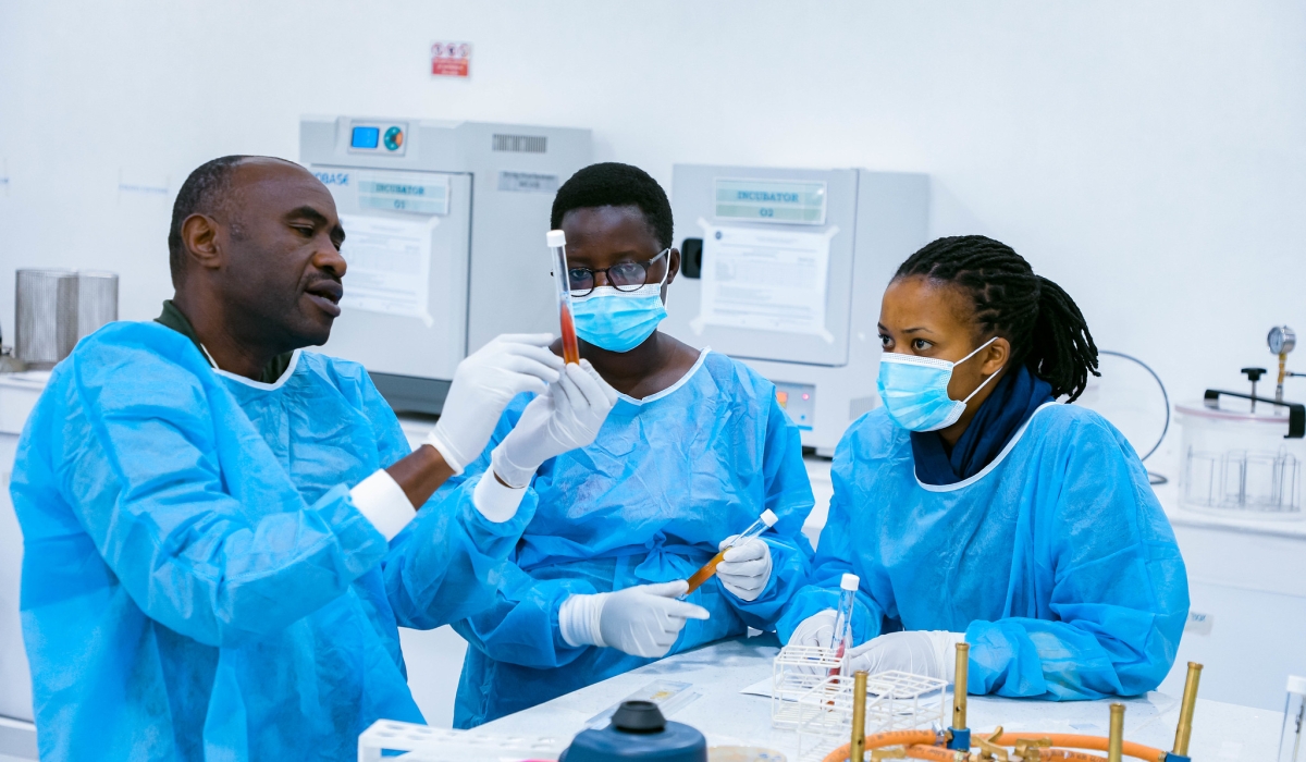 Laboratory technicians during a training on the latest technologies in Huye District.. Photos by Craish Bahizi