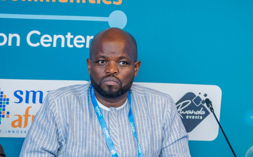 Jean-Philbert Nsengimana, the Chief Digital Advisor of the Africa Centre for Disease Control and Prevention (Africa CDC), during the 5G Summit held within Mobile World Congress (MWC Kigali) on Wednesday, October 18.