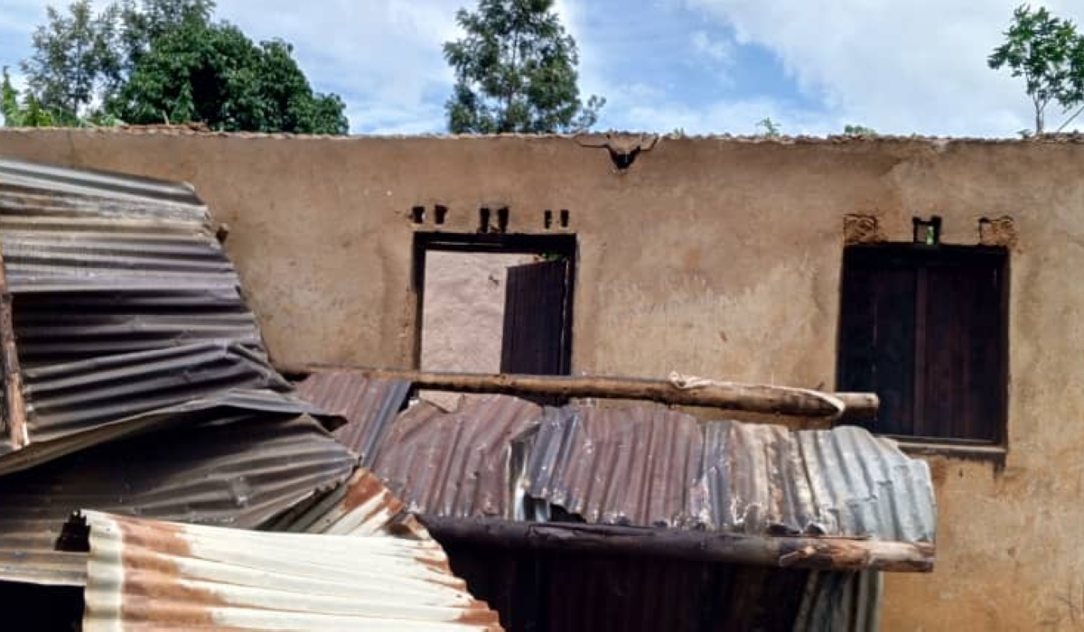 One of the 61 houses that were destroyed by strong wind  in Nyagatare district.Courtesy