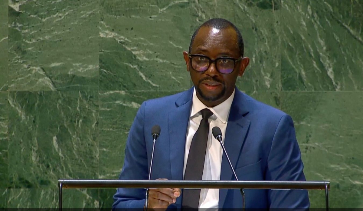 Robert Kayinamura, Deputy Permanent Representative of Rwanda to the United Nations addresses the UN General Assembly’s General Debate on the report of the International Residual Mechanisms for Criminal Tribunals. Courtesy