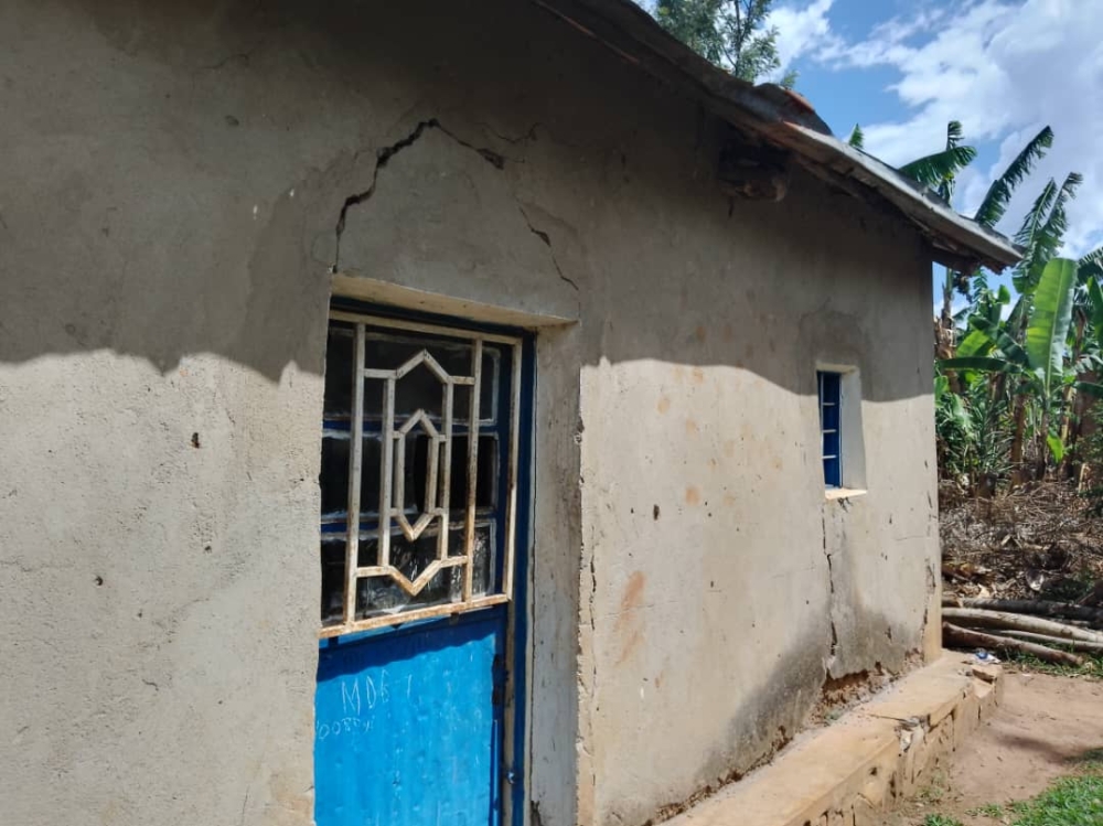 One of houses that was damaged by the ongoing underground mining activities in Rwinkwavu sector in Kayonza District. Emmanuel Nkangura