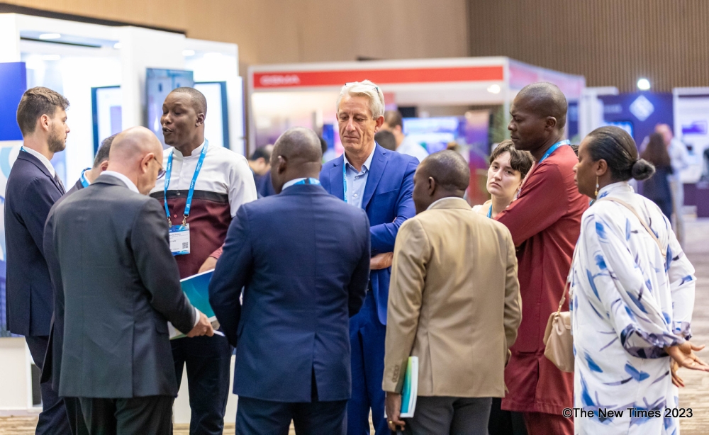 Delegates interact after a side event of Mobile World Congress Kigali on October 18. Photo by Dan Gatsinzi