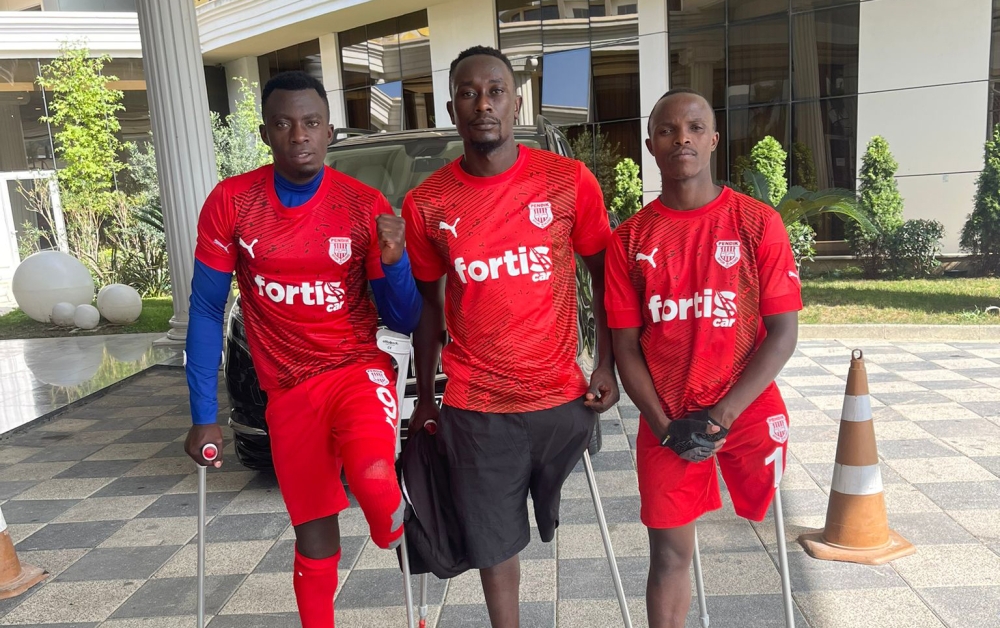 R-L: Rwandan trio Fidele Gatete, Jean-Paul Ntambara and Patrick Imanirutabyose ply their trade at Turkish Amputee Football side Pendik Belediyesi. Courtesy 