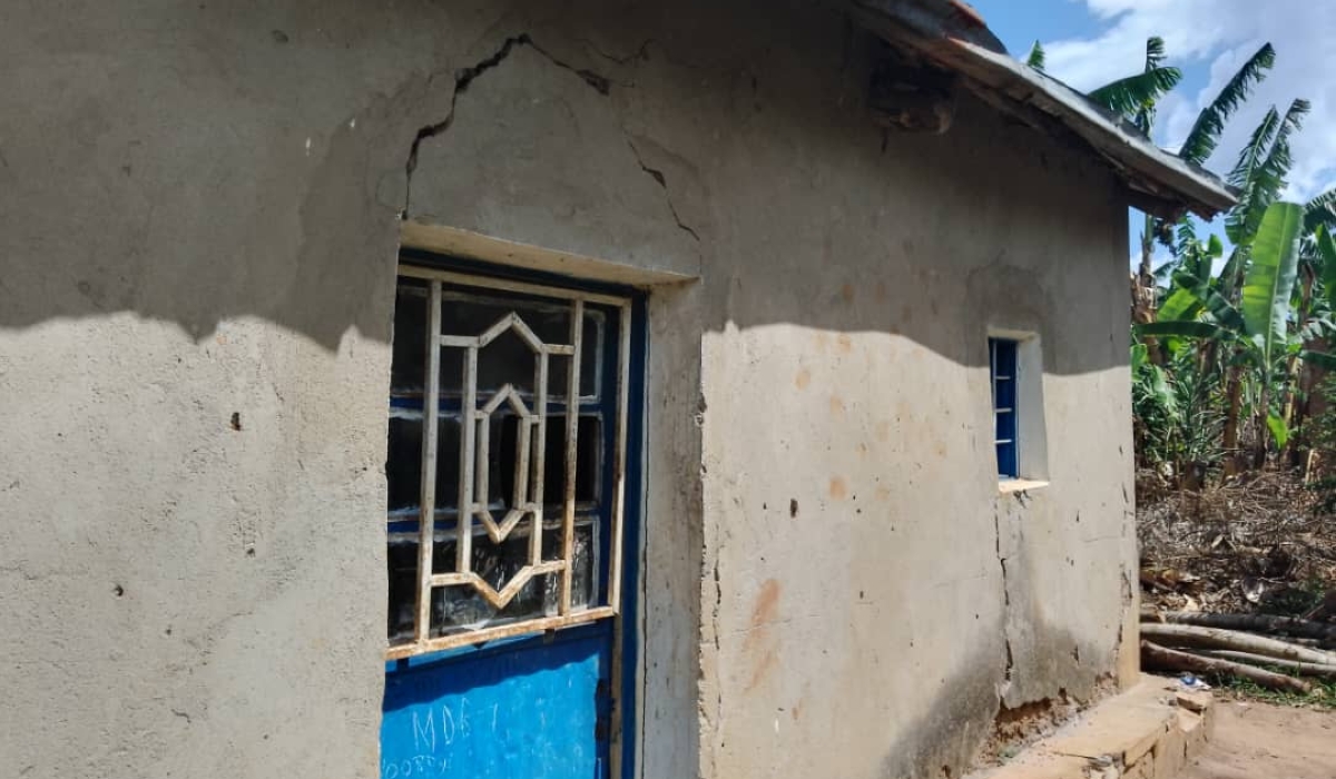 One of houses that was damaged by the ongoing underground mining activities in Rwinkwavu sector in Kayonza District. Emmanuel Nkangura