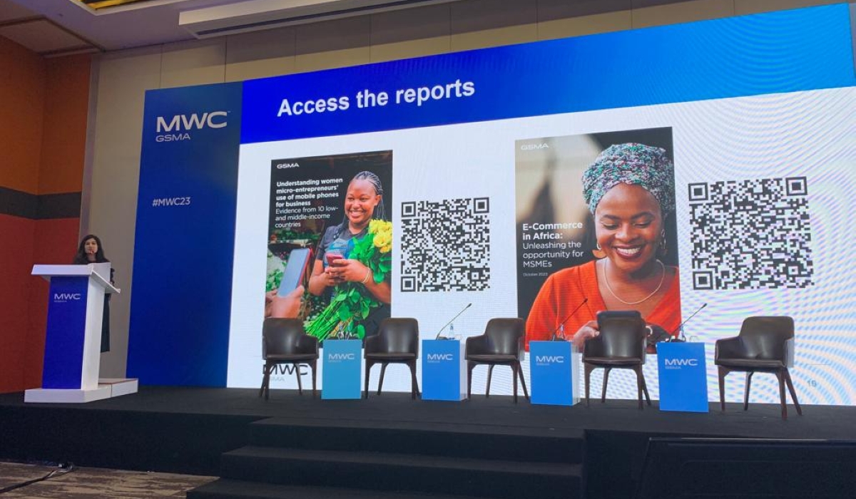 Nigham Shahid, the Senior Insights Manager at GSMA presenting the findings of the report during Mobile World Congress in Kigali on October 17. Courtesy