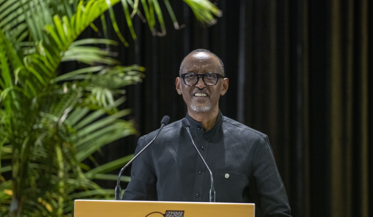 President Paul Kagame addresses delegates during the event  at the Kigali Convention centre when MTN Rwanda celebrate 25 years of presence in the country, on Wednesday, October 18. PHOTO BY VILLAGE URUGWIRO
