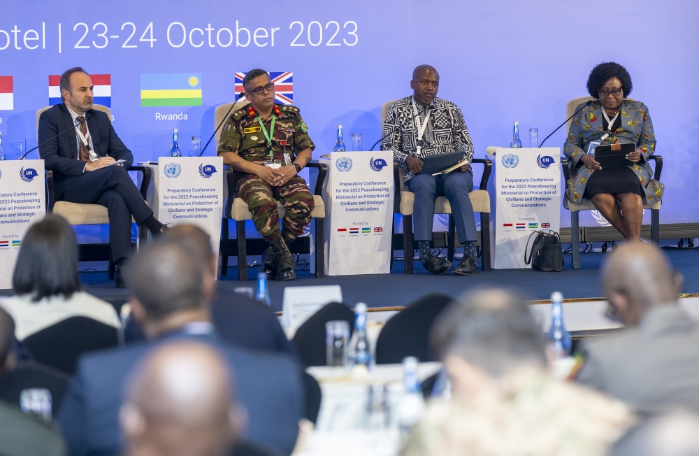 Panelists during a discussion at the opening session of the United Nations preparatory conference in Kigali on Monday, October 23.