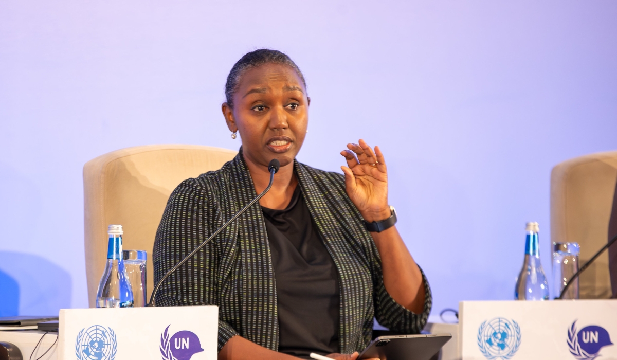Yolande Makolo, the government spokesperson, speaks at the  just-concluded United Nations preparatory conference in Kigali on Tuesday, October 24. PHOTO BY OLIVIER MUGWIZA