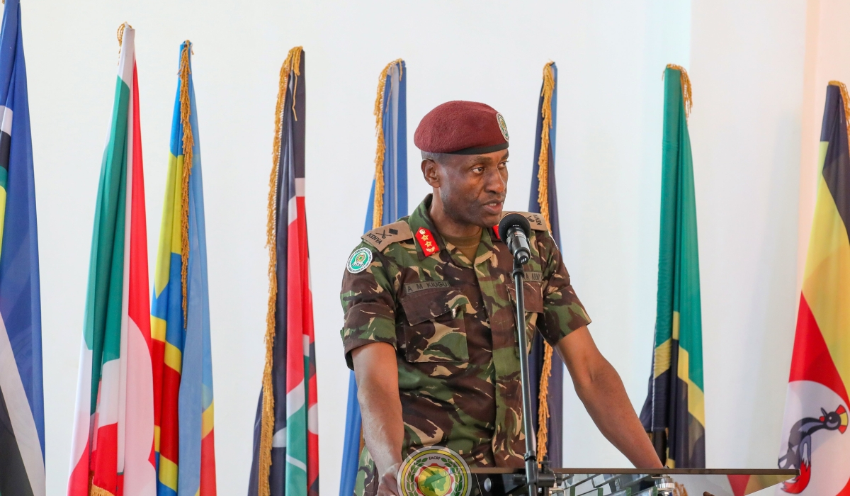 The Force Commander of the East African Community Regional Force (EACRF) Maj Gen Aphaxard Kiugu on October 16 hosted, at Force Headquarters in Goma, Contingent Commanders of EACRF troops deployed to North Kivu. Courtesy of EACRF 