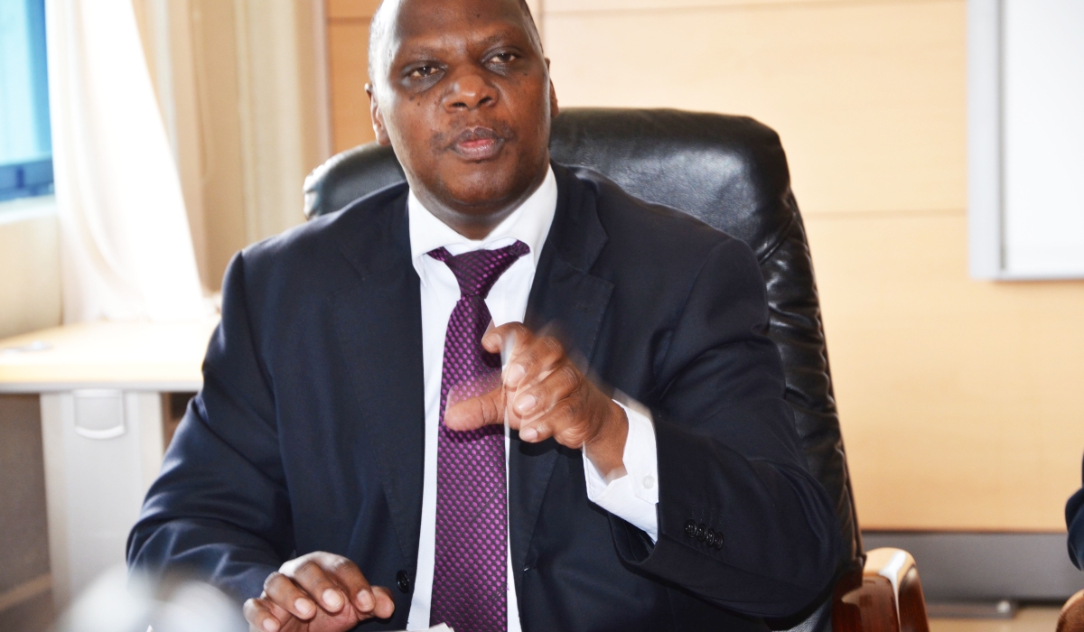 The National Electoral Commission Executive Secretary Charles Munyaneza addresses the media during a past news briefing. FILE