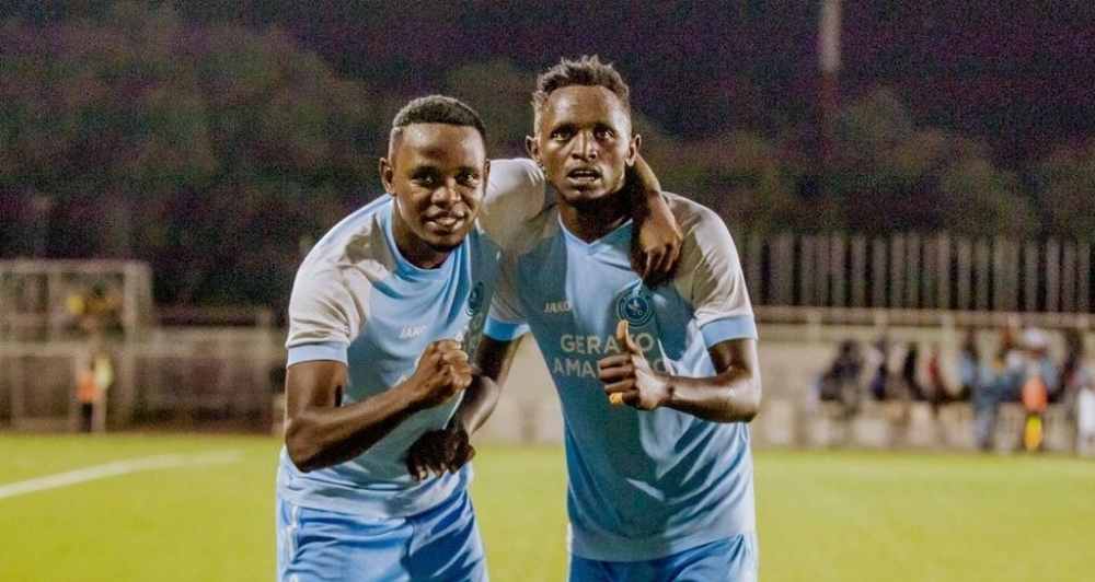 Striker Bienvenue Mugenzi (R) has had a bright to the season since his move to Police FC from Kiyovu. He scored a goal and assisted another against former side Kiyovu SC as the law enforcers thrashed them 3-1 on October 20-courtesy 