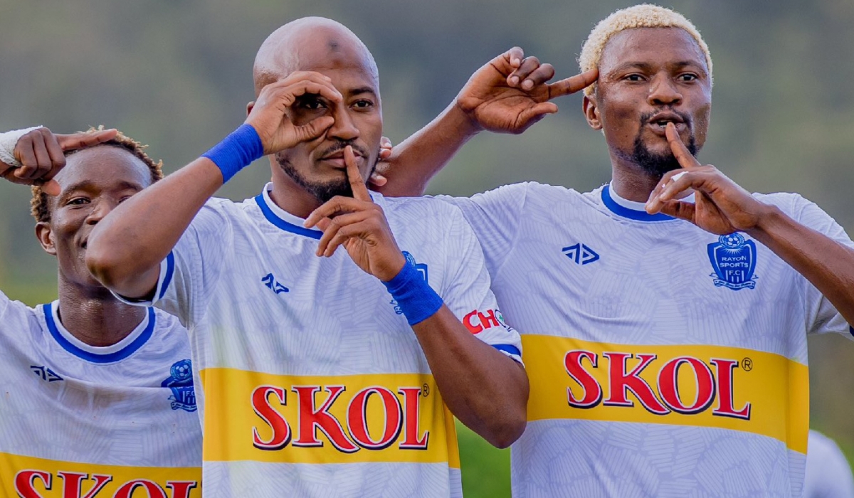 Rayon Sports players celebrate a 4-1 victory over Mukura Victory Sports at the Kigali Pele Stadium on Saturday, November 4. Courtesy