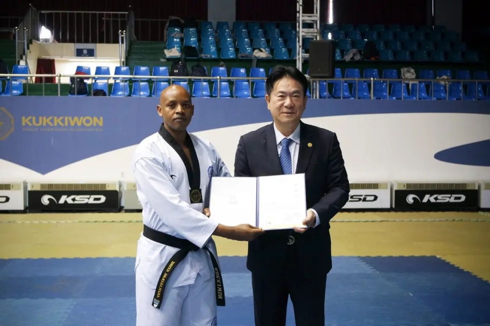 Rwandan neurosurgeon, Dr. David Hakizimana, was recognized as the best student and performer at the 2023 Global Taekwondo Master Training Programme. Courtesy