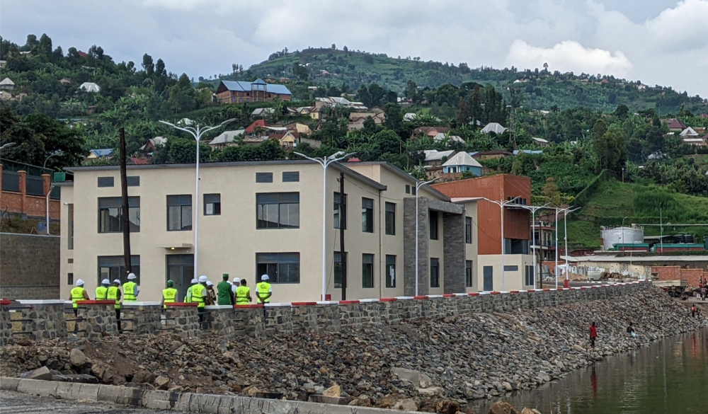 A two-level building which will include main offices, security check and restaurant, is one of different facilities under construction on the shores of Lake Kivu in Nyamyumba Sector in Rubavu