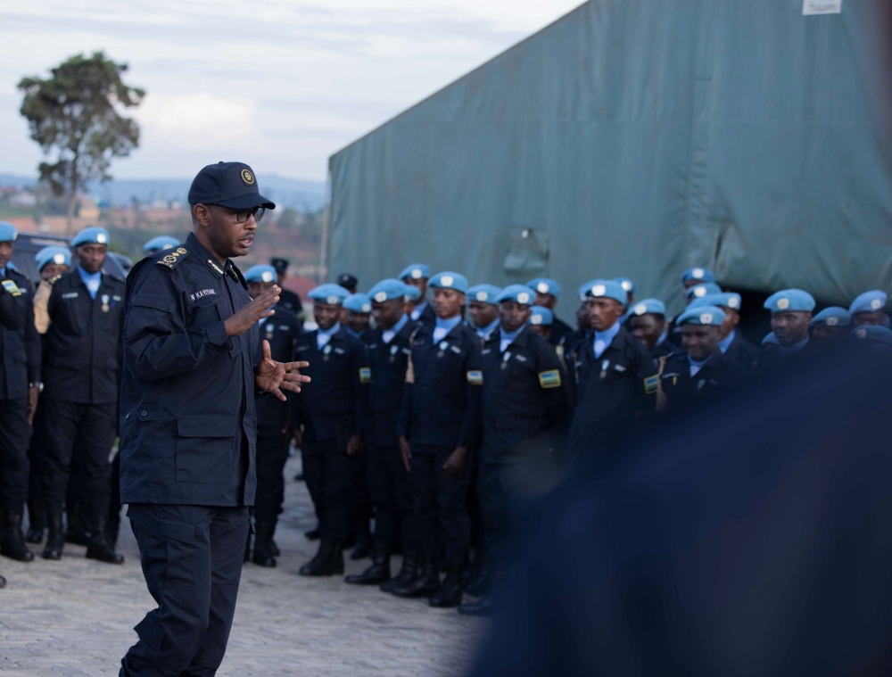 Commissioner of Police (CP) William Kayitare oversaw the rotation of the contingents on behalf of RNP leadership, at Kigali International Airport.