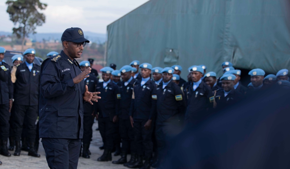 Commissioner of Police (CP) William Kayitare oversaw the rotation of the contingents on behalf of RNP leadership, at Kigali International Airport.