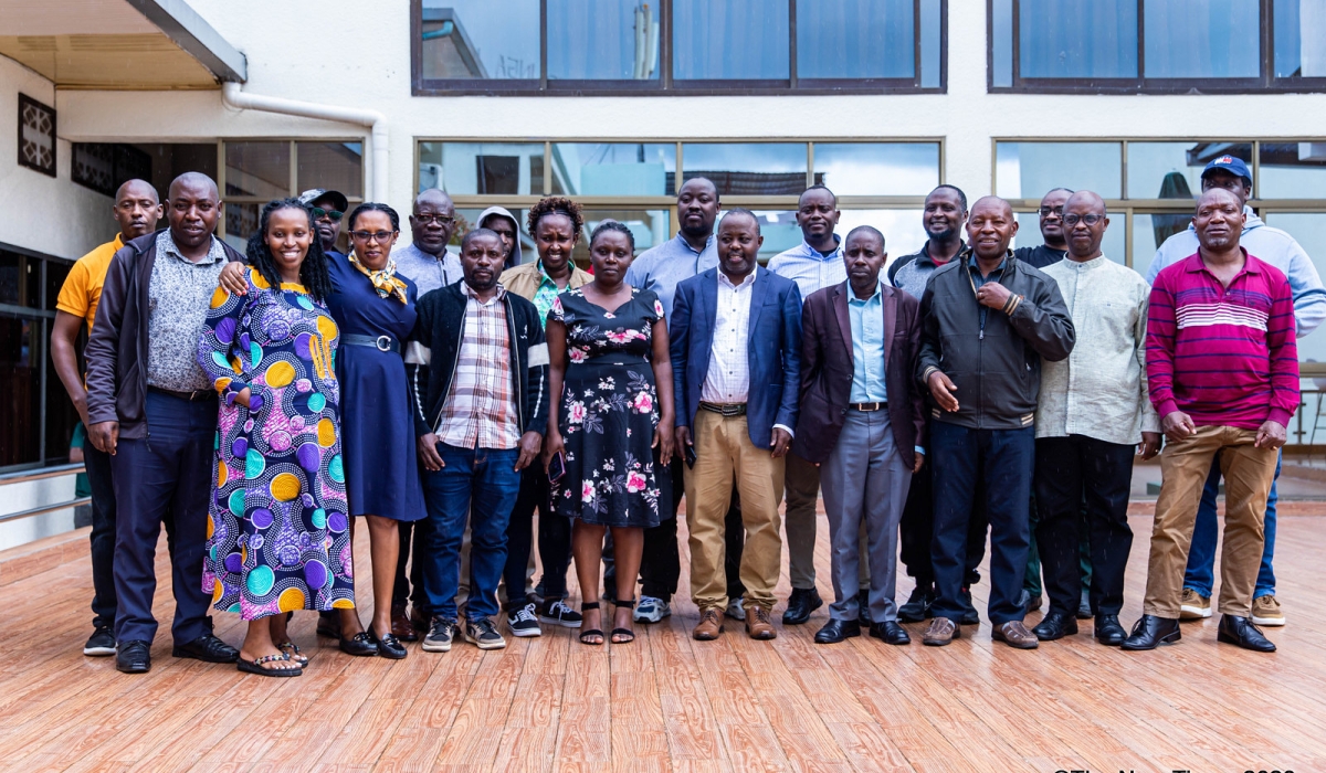 Some of 32 UR staff who concluded a three-day workshop on how to secure their computers and data effectively, pose for a group photo in Musanze on November 12. Photos by Dan Gatsinzi.