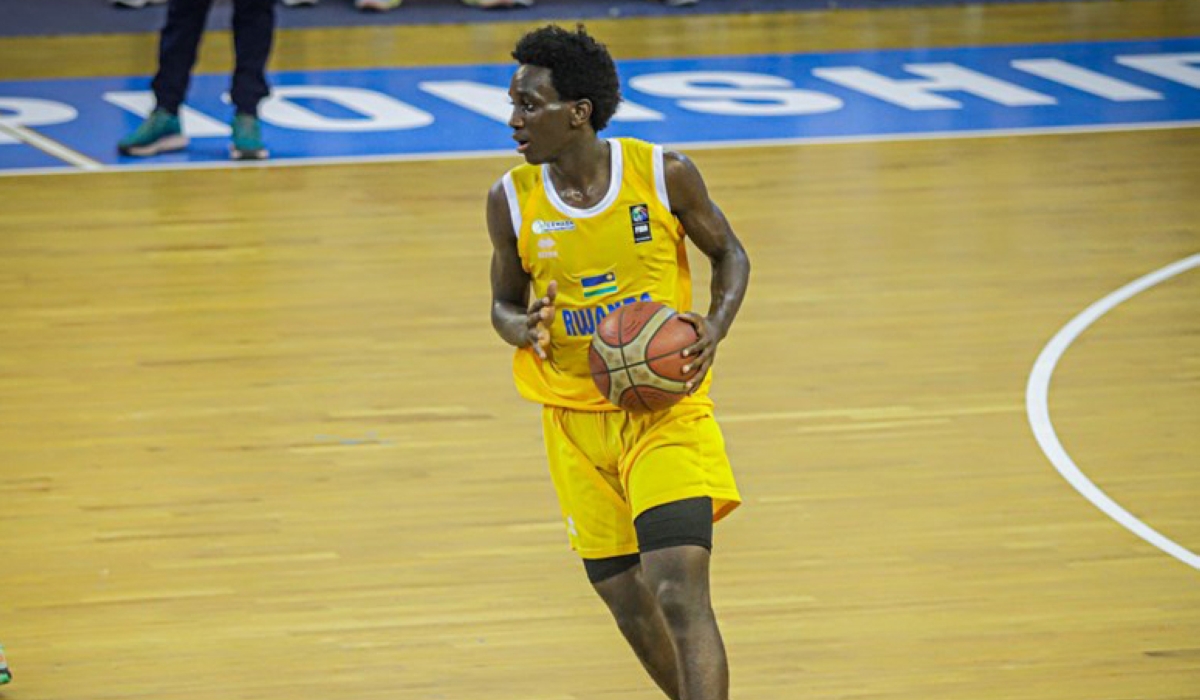 US-based point guard Sean Williams Mwesigwa during the game as he plays for under 16 national team