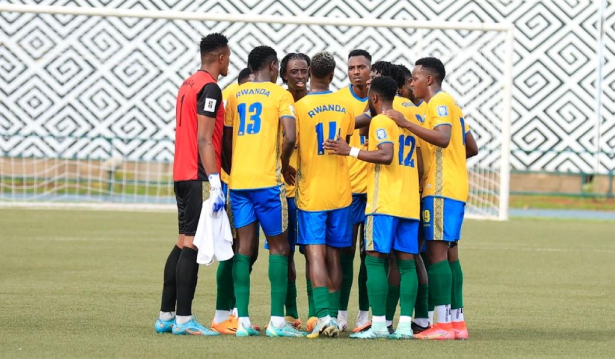 National team players interact before the second half during a goalless match at Huye Stadium on Wednesday, November 15. Olivier Mugwiza