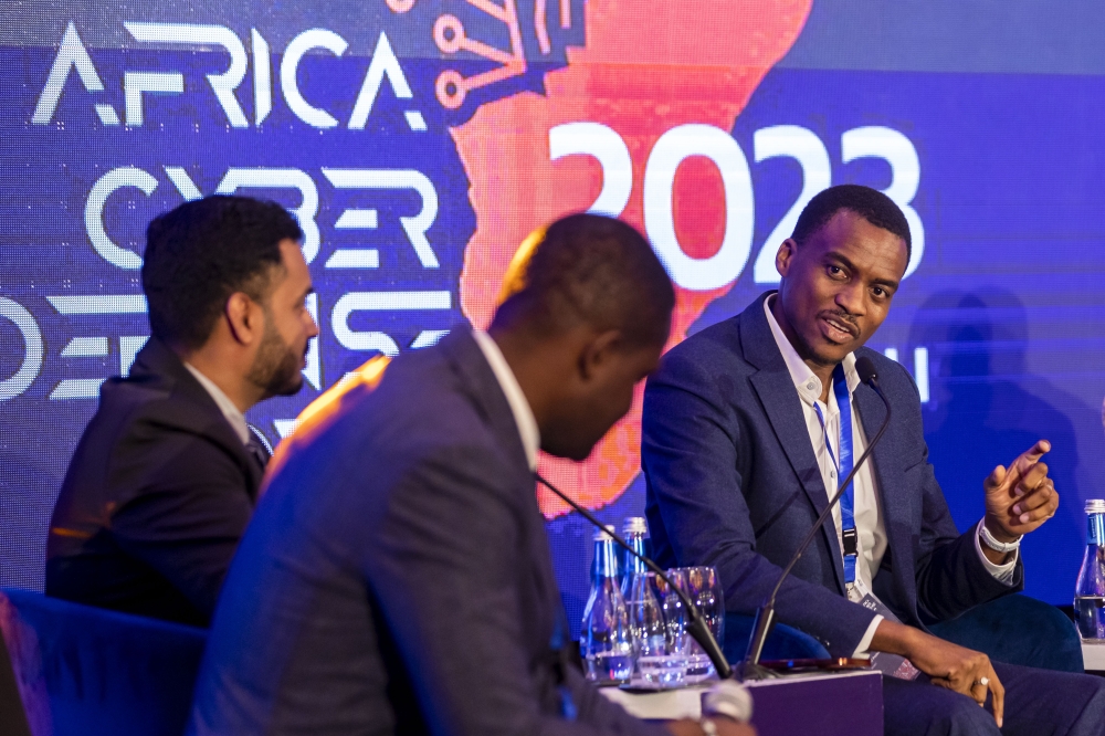 Patrick Ndjientcheu, Chief Product and Engineering Officer at Irembo (Right) speaking during a panel discussion on November 16, 2023. Photos by Christianne Murengerantwari