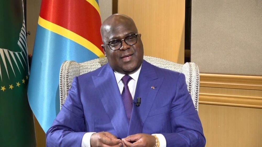 DR Congo President Felix Tshisekedi during the interview with RFI and France 24 reporters. PHOTO: FRANCE 24