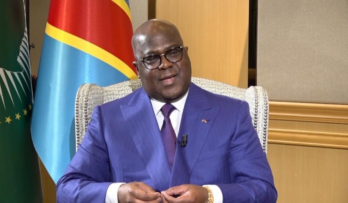 DR Congo President Felix Tshisekedi during the interview with RFI and France 24 reporters. PHOTO: FRANCE 24